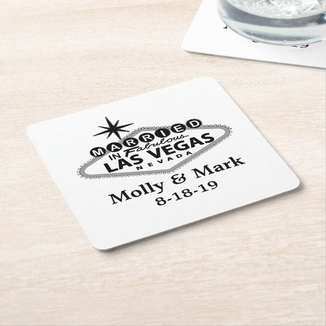 Verheiratet in Las Vegas Personalisierte Gastgesch Rechteckiger Pappuntersetzer (angewinkelt)