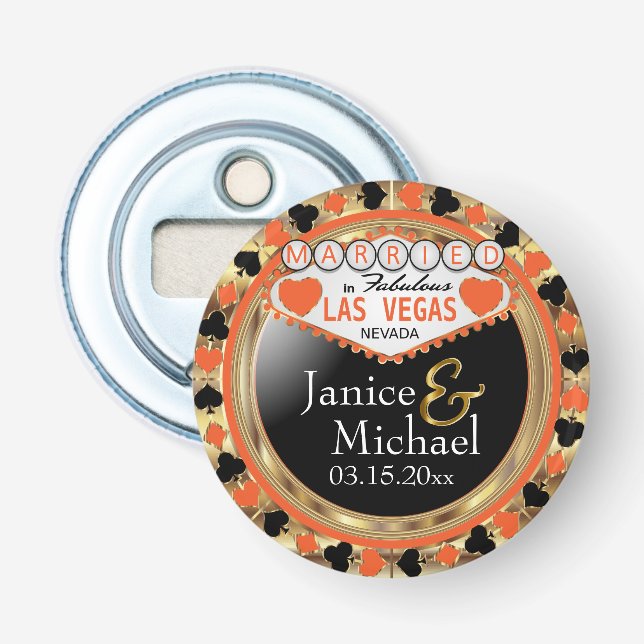 Verheiratet in Las Vegas Style - Orange Flaschenöffner (Vorderseite)