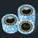 Verheiratet in Las Vegas - Vielen Dank | Blau Pokerchips<br><div class="desc">Poker Chips im Casino-Stil. Verheiratet in Las Vegas vielen Dank für die Teilnahme an diesem besonderen Tag mit uns in einem Baby Blue, Gold und Black Design. Ein großartiges Gastgeschenk für den Ehrengast oder Ihren Gast. Weitere Farben sind verfügbar. ✔ HINWEIS: ÄNDERN SIE NUR DIE VORLAGEBEREICHE, DIE SIE BENÖTIGEN! 😀...</div>