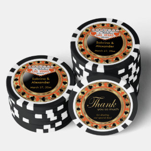 Verheiratet in Las Vegas - Vielen Dank   Orange Pokerchips