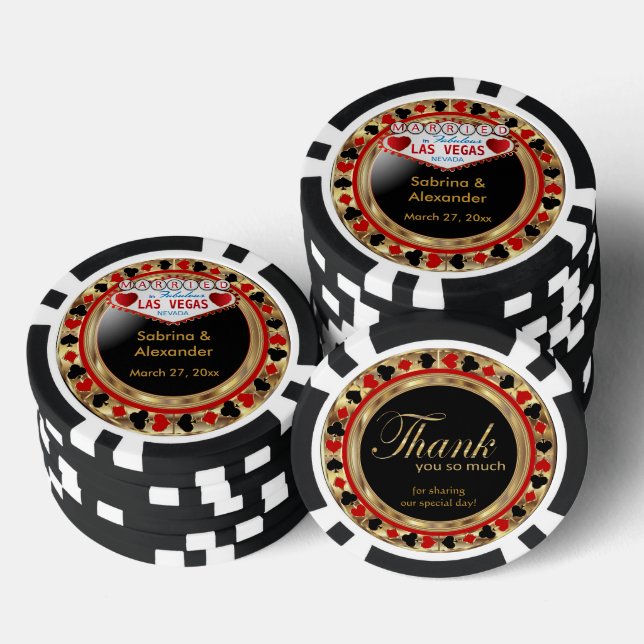 Verheiratet in Las Vegas - Vielen Dank Pokerchips (Stapel)