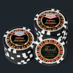 Verheiratet in (Stadt und Staat hinzufügen) Pokerchips<br><div class="desc">Poker Chips im Casino-Stil. Hochzeit in (Stadt und Staat hinzufügen). Mit tiefem Rot-, Gold- und Schwarz-Design für Sie bereit, um sich zu personalisieren. Das macht ein großartiges Gastgeschenk für Ihre Gäste. Weitere Farben sind verfügbar. ✔ Hinweis: Nicht alle Vorlagenbereiche müssen geändert werden. 📌 Wenn Sie weitere Anpassungen benötigen, klicken Sie...</div>