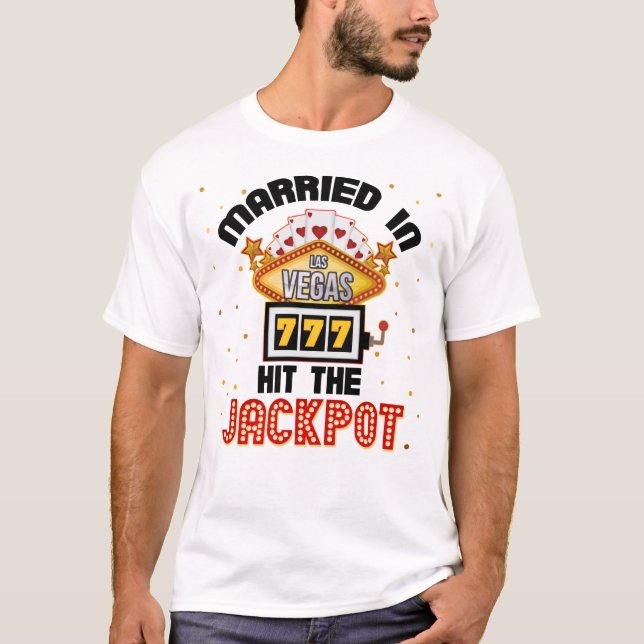Verheiratet in Vegas Jackpot Casino Wedding Couple T-Shirt (Vorderseite)