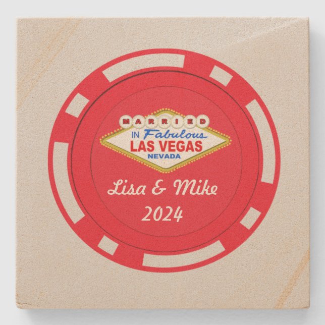 Verheiratet in Vegas Poker Chip Stone Untersetzer (Vorderseite)