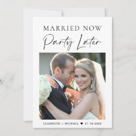 Verheiratet jetzt Party später Foto Hochzeitsankün Einladung