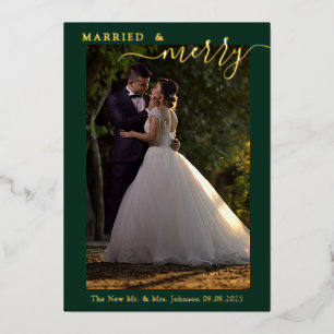 Verheiratet & Merry Couple's 1. Weihnachtsgottesdi Folien Feiertagskarte