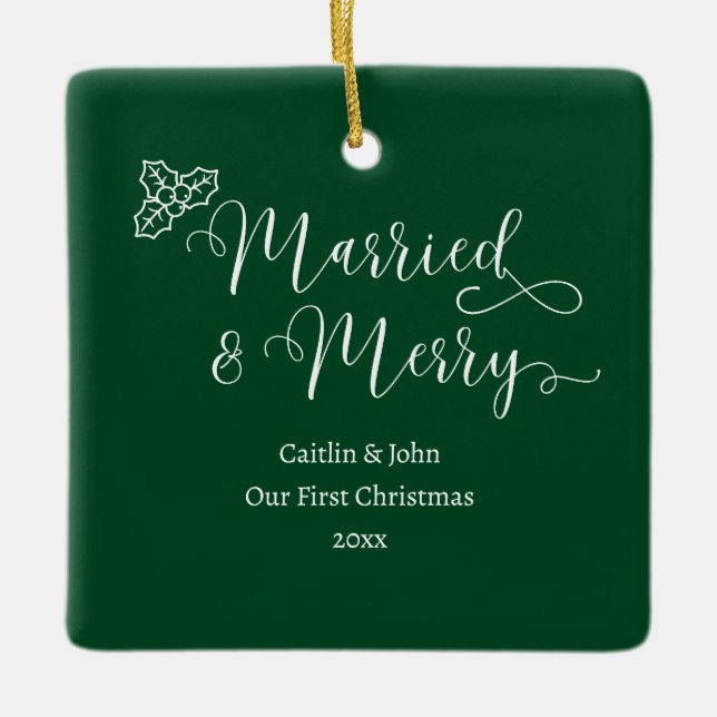 Verheiratet Merry Custom 1. Weihnachten Neu verhei Keramikornament (Vorderseite)