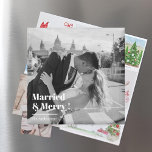Verheiratet & Merry | Elegante Schwarz-Weiß-Hochze Magnet<br><div class="desc">Feiern Sie Ihre Liebe mit diesem "Verheiratet & Merry" personalisierten Foto Magneten - ein zeitloser Sake für Neuvermählte und Paare. Dieses moderne Design verbindet klassische Romantik mit minimalem Stil und bietet Ihnen Ihr liebstes Schwarz-Weiß-Foto und elegante Typografie. Ideal, um auf Ihrem Kühlschrank zu präsentieren, Familiengeschenke und Freunden zu schenken, oder...</div>