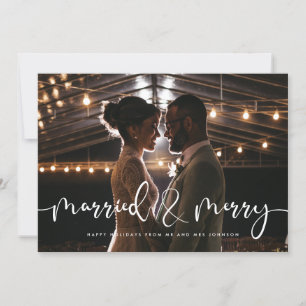 Verheiratet & Merry Moderne Kalligraphie Weihnacht Einladung