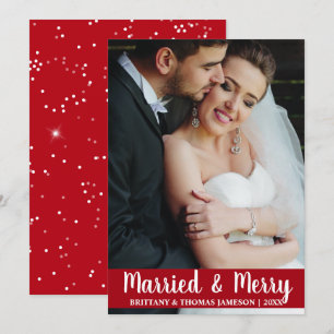 Verheiratet & Merry Newlywed Wedding Foto Card R S Einladung