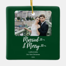 Verheiratet Merry Newlyweds 1. Weihnachtsgrün Foto