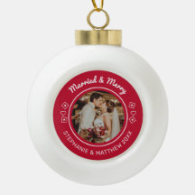 Verheiratet & Merry Wedding Foto Modernes Rotes