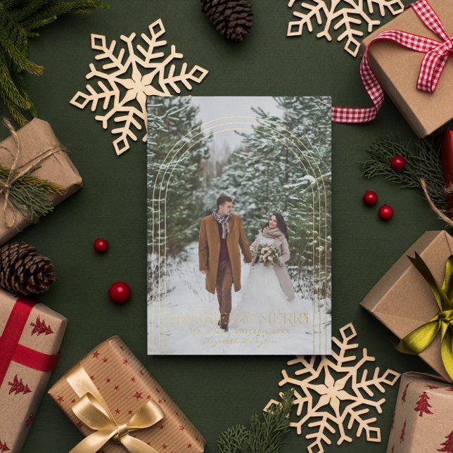 Verheiratet & Merry | Weihnachtsfeier Folien Feiertagskarte (Von Creator hochgeladen)