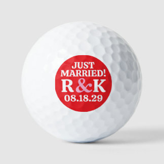 VERHEIRATET Monogramm & rosa Et-Zeichen, roter Hin Golfball