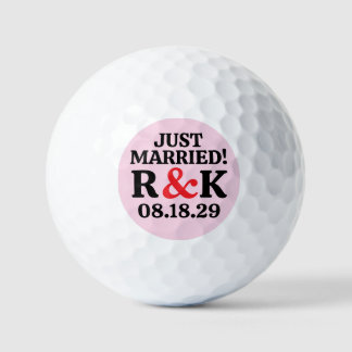 VERHEIRATET Monogramm & rotes Et-Zeichen, rosa Hin Golfball