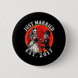 Verheiratet seit 2017 Skelett Braut Bräutigam 9. Button