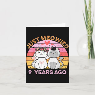 Verheiratet seit 9 Jahren Katzen 9. Hochzeit Karte