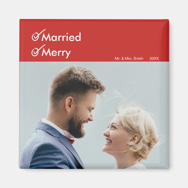 Verheiratet und froh | Erstes Verheiratetes Foto z Magnet (Vorne)