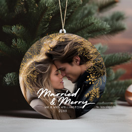 Verheiratet und froh | Neues Weihnachtsfest - Foto Keramik Ornament