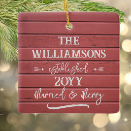 Verheiratet und froh Red Barn Erstes Weihnachtsfes Keramikornament