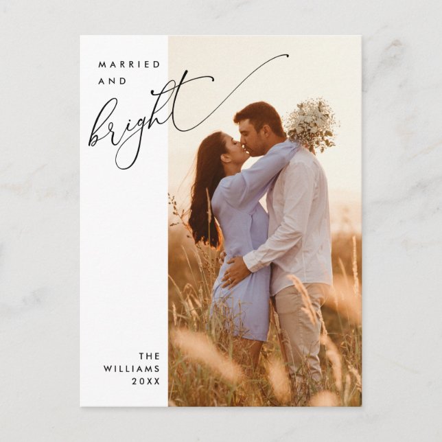 Verheiratet und hell, Modernes Foto Holiday Postkarte (Vorderseite)