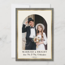 Verheiratet und strahlend Bogen-Foto Schwarz-Gold-