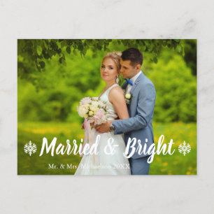 Verheiratet und strahlend Hochzeitsfoto Feiertagspostkarte