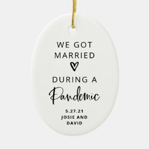 Verheiratet während einer Pandemie   Foto zurück Keramik Ornament