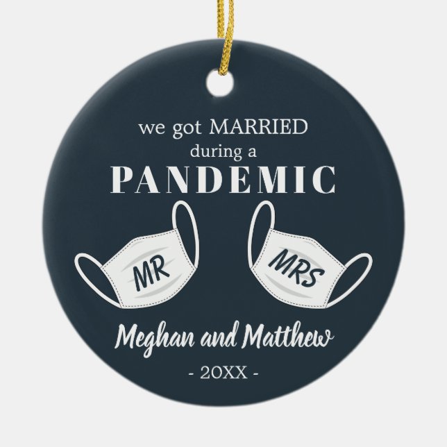 VERHEIRATET während einer Pandemie Keramik Ornament (Vorne)