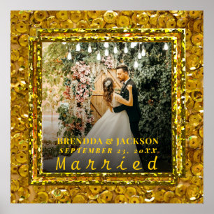 Verheiratet Weihnachten Elegant Gold Typ Hochzeits Poster