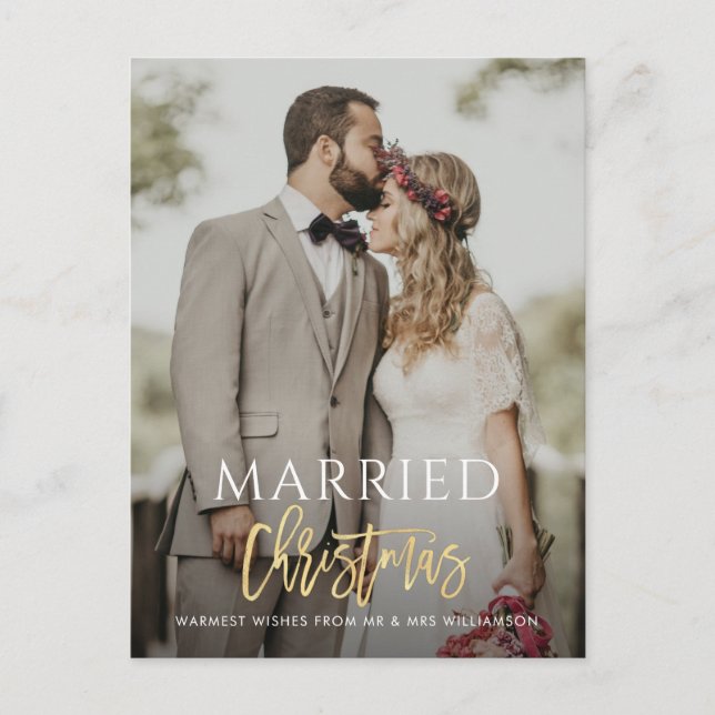 VERHEIRATETE CHRISTMAS Hochzeitsankündigung Postkarte (Vorderseite)