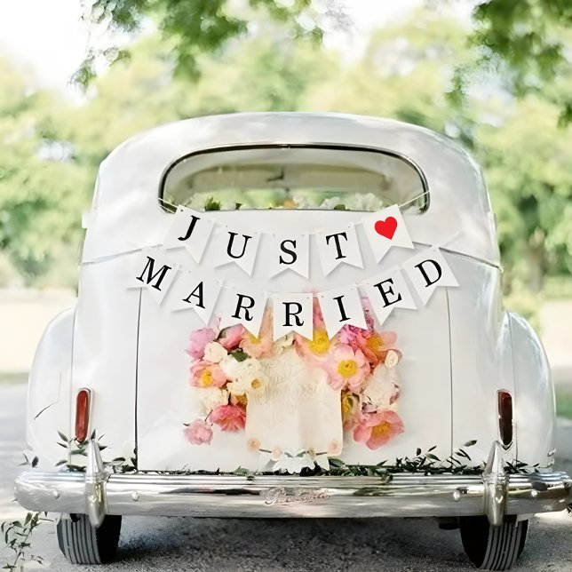 Verheiratete Dekorationen für das abschienende Aut Wimpelkette (Just Married Wedding Send-Off Car Decorations Bunting Flags)