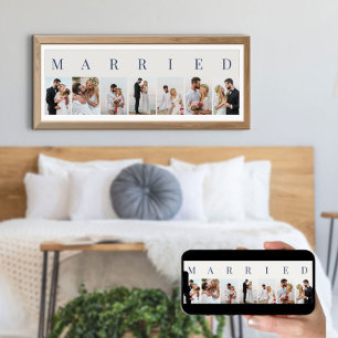VERHEIRATETE FotoCollage 7 Bild weiß und blau Poster