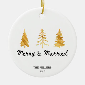 Verheiratete & Frohe Weihnachtsbäume Benutzerdefin Keramik Ornament