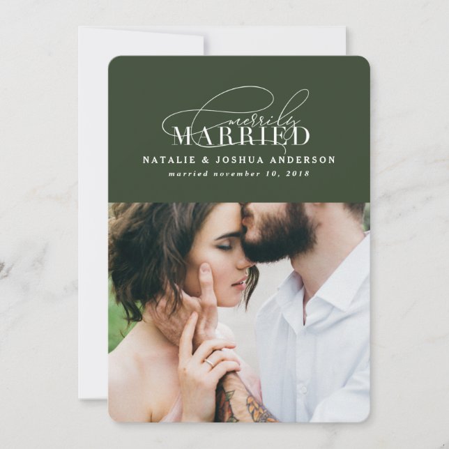 Verheiratete Hochzeitsankündigung Feiertagskarte (Vorderseite)