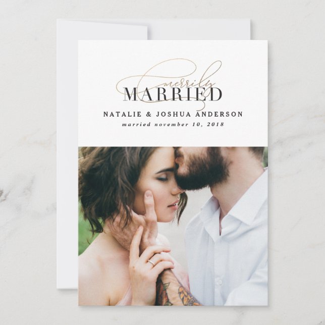 Verheiratete Hochzeitsankündigung Feiertagskarte (Vorderseite)