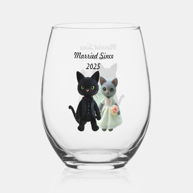 Verheiratete Katzen 2025 Weinglas Ohne Stiel (Vorderseite)
