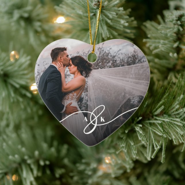 Verheiratete Mr. and Mrs. First Christmas Foto Keramik Ornament (Baum)