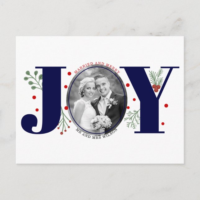 Verheiratete und frohe Marine JOY Weihnachtsfeiert Postkarte (Vorderseite)