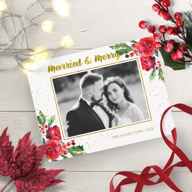 Verheiratete und frohe Winter Blume Weihnachten Fo Postkarte (Von Creator hochgeladen)