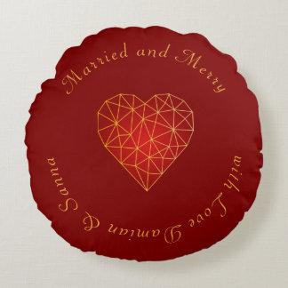 Verheiratete und fröhliche geometrische Liebe Rundes Kissen