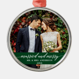 Verheiratete und fröhliche Hochzeitskalligrafie Gr Ornament Aus Metall