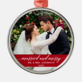 Verheiratete und fröhliche Hochzeitskalligrafie Ro Ornament Aus Metall