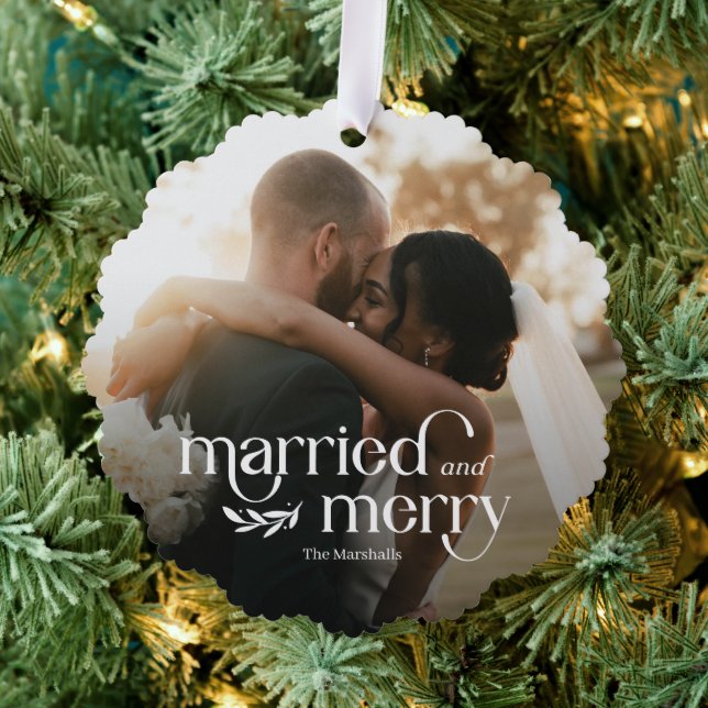 Verheiratete und fröhliche Weihnachtskarte Ornament Karte (Insitu (Baum))