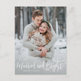 Verheiratete und helle 2 Foto Typografie Hochzeit Feiertagspostkarte