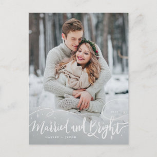 Verheiratete und helle 2 Foto Typografie Hochzeit Feiertagspostkarte