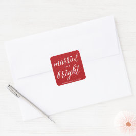 Verheiratete und helle Hochzeit von Mr. und Mrs. Quadratischer Aufkleber