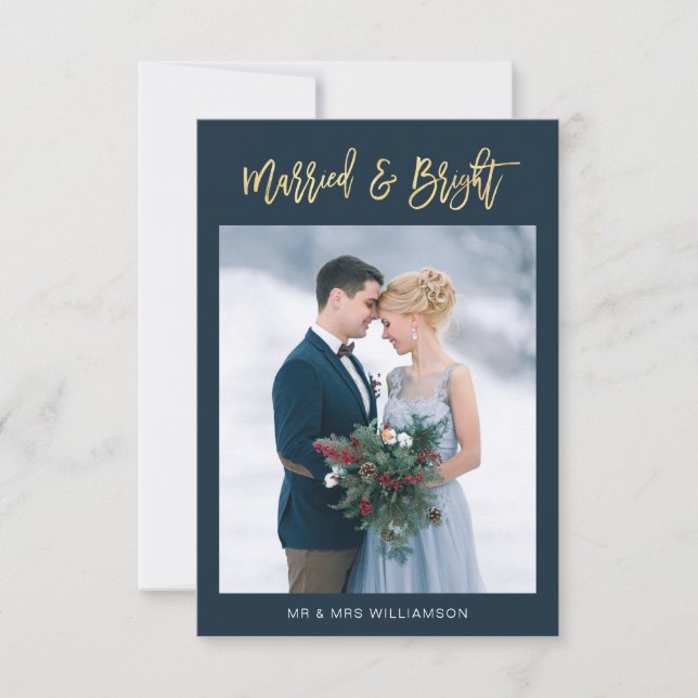 verheiratete und helle Hochzeitsankündigung Dankeskarte (Vorderseite)