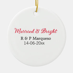 Verheiratete und helle Paarnamen Hochzeitsdatum hi Keramik Ornament