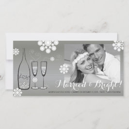 Verheiratete und helle Silver Champagne Foto Hochz Feiertagskarte